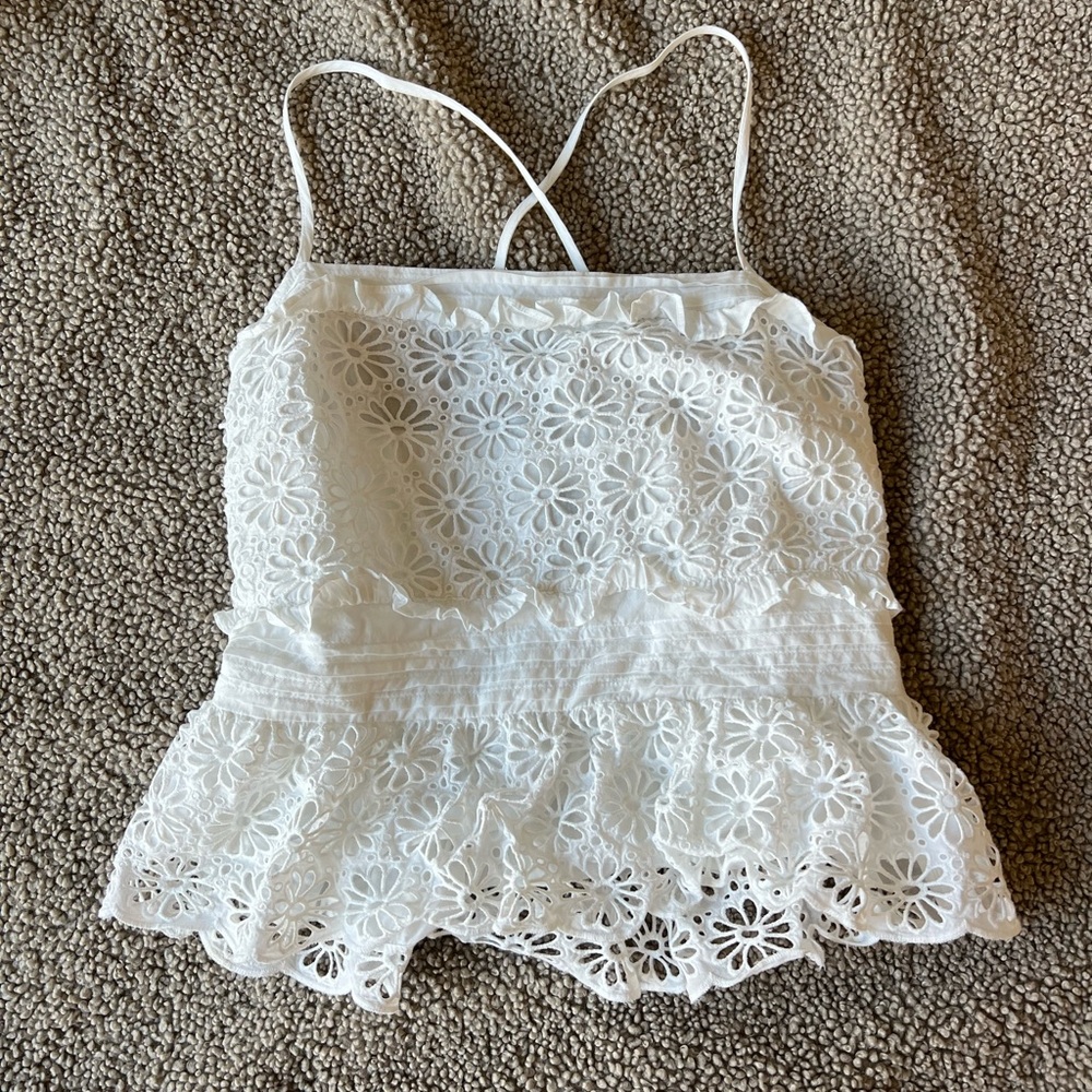Jcrew White Floral Lace Top